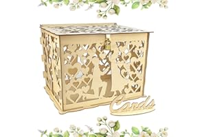 SCHYIDA Glückwunschkarten Box, Briefbox Hochzeit Kartenbox Holz Vintage Selber Machen Geschenkkartenbox Hochzeitspost Box DIY Kartenbox Holz Briefbox für Hochzeitspost, 30cm * 24cm * 22.5cm