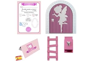 MFS MYFUTURSHOP Myfuturshop® Hada de los dientes Puerta mágica + Caja para el Diente + Escalera + 4 certificados de Diente Limpio. Regalo Original para niño y niña. (ROSA)