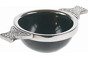 Wentworth Pewter - Horn and Pewter Quaich Whisky Tasting Bowl Loving Cup Burns Night