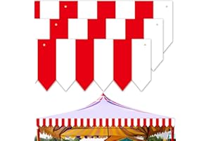 CANIPHA 3Pcs Circus Theme Party Decorations, White & Red Striped Circus Awning Decor Carnival Decorations Hanging Banners Circus Tent Decor, Plastic Circus Cover Holiday Decors for Carnival Party Supplies