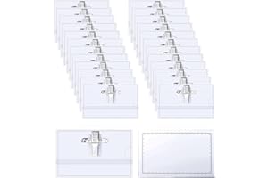 HIBMISY 24 Pezzi Porta Badge in Plastica Trasparente,Porta Tesserino con Clip 90mm X 56mm,Porta Badge Orizzontale Clip per Scuole, Aziende, Conferenze (24)
