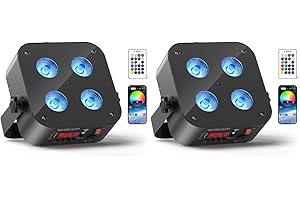 STARLITFLOW 4 * 18W LED 6 en 1 Batterie par Lumière, 2PCS Mini Lumière de Fête Disco RGBWA + UV Projecteur à Effet de Scène avec Télécommande/APP/2.4/DMX, Rechargeable Adapté au d'anniversaire de Fête Sur Scène