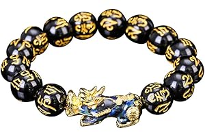 Akemaio Feng Shui intagliato a mano braccialetto di perle di colore cambiato con placcatura in oro perline gioielli fortunato ricco amuleto bracciale