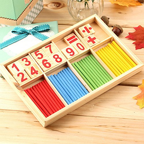Habba-Babba Montessori Mathe Spielzeug aus Holz zum Zahlen lernen mit Rechen-Stäbchen, Bunt / Natur ab 3 Jahre für die frühe Motorik Entwicklung & Ausbildung ihres Kindes - 3