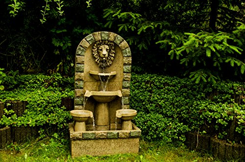 Köhko Springbrunnen "Leipzig" Gartenbrunnen mit Löwenkopf Brunnen für Garten und Terrasse inkl. Pumpe
