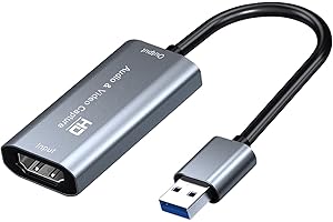 PCERCN Video Capture Card, 4K HDMI auf USB Adapter, USB 3.0 Game Capture Card, 1080P Capture Adapter, kompatibel, Rekorder, Adapter, für Streaming TV, Unterricht, Videokonferenz oder Live-Übertragung
