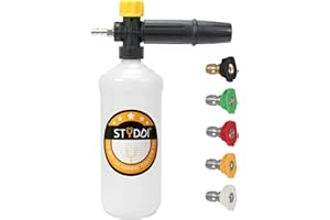 STYDDI Adjustable Snow Foam, Jet Wash Spray Gun with 1/4 Inch Quick Connect, 1L Car Wash Foam Lance Cannon, 5 Pressure Washer Spray Nozzle Tips