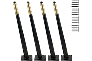 TEMPFOO 16 Inch Metal furniture Legs Oblique Conical Metal Legs Matte Black Gold Mid-Century Style Furniture Feet for Sofa Cabinet Table Chair Cupboard Couch Home DIY Projects（4PC）(40cm)