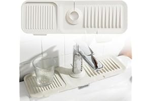 BUSLUM Silicone draining Mat Kitchen Silicone Draining Mat for Kitchen Sink, Silicone Draining Mat, Silicone Faucet Splash Guard, Sink Splash Guard Behind Faucet, Sink Faucet Absorbing Drying Mat