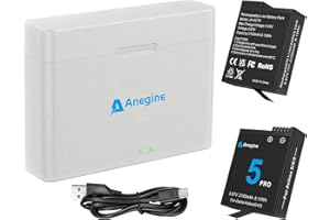 Anegine Osmo Action 6 5Pro 4 3 Akku 2100mAh und Doppelte Aufladung USB LED Ladegerät Kit für DJI OSMO 360, Osmo Action 6, Osmo Action 5 Pro, Osmo Action 4, Osmo Action 3 (2er-Pack)