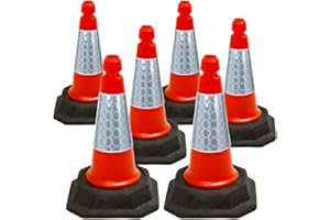 STREET SOLUTIONS UK Pack of 6 Premium - Quality Road Traffic Cones 460mm - Strong and Durable Self Weighted Safety Cone with very low center of gravity - Made in the U.K (ORANGE)