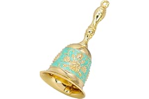 HUEMTNOR Kleine Handglocke, Hand Glocken Hand Tischglocke Metall Handglocke Service Glocke Handglocke Weihnachten für Restaurant, Hotel, Geschäfte, Training von Haustieren（Cyan）