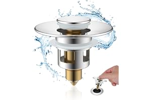 ‎HIBBENT Hibbent Waschbeckenstöpsel (25-46mm), Abflusssieb Ablaufgarnitur Stöpsel Waschbecken, Messing Bounce Core Push-Type Drain Plug, Universal Sink Stopper Ersatz für Bad und Küche