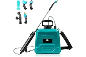 MaxAwe Battery Powered Sprayer 8L, Electric Garden Sprayer with USB Rechargeable Handle, 5 Mist Nozzles, Adjustable Shoulder Strap