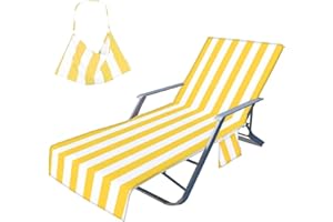 FANSU Schonbezug für Gartenliege, Frottee Handtuch für Sonnenliege Mikrofaser Schnelltrocknend Strandhandtuch mit 2 Taschen, Strandtuchfür Schwimmbäder, Strände, Gartenhotels(75x210cm)