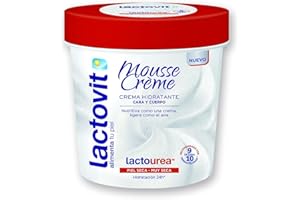 Lactovit - Mousse Crème Hidratante Lactourea para Cuerpo y Cara de 24H Duración, para Pieles Secas y Muy Secas - 250 ml