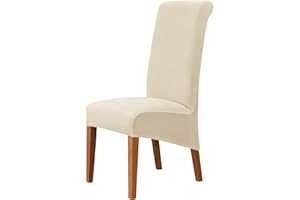 MILARAN Velvet Large Chair Covers for Dining Room, Soft Stretch Seat Slipcover for Large Dining Chair, Washable Removable Parsons Chair Protector, Set of 4,Cream