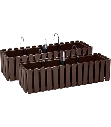 Prosperplast Plantenbak/bloembak Fence Look - 3x Stu Fence Look Plantenbakken Bloembakken Kunststof 58 X 18 X 16 Cm Steengrijs Met Handige Droogtemeter Voor Binnen Buiten 659718466