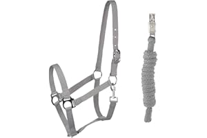 PFIFF 102931 - Set di cavezza e maglia con cavezza in plastica, motivo frangia grigia