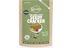 GO-LOW EASY LOW CARB & KETO GOODNESS Keto Seedy Cracker Mix 0.2g Carbs,Sugar-Free,Low-Carb & Diabetic-Friendly,High Fibre.Made with Almond Flour & Wholefood Ingredients:Gluten-Free,Vegan,Paleo & Anti-Inflammatory.No Additives
