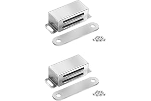 Onarway Magnetic Door Catch 6KG Pull Strong Magnet Cabinet Latches Magnetic Hardware Stainless Steel Chrome Door Closer for Bathroom Kitchen Sliding Door Window Cupboard (15lbs Strength 2 Pack)