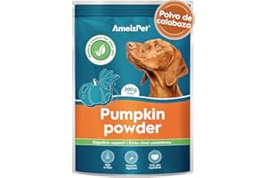 AmeizPet Polvo De Calabaza para Perros, 100% Polvo De Pulpa De Calabaza para La Salud Intestinal De Los Perros, Alternativa A La Calabaza Enlatada Hecha De Pulpa 200g (7 Oz)