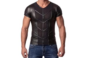 Latexliknande herrskjorta med nätinsatser