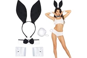Paxrmuky Hasenohren Haarreif Schwanz Set Oster Hasen Ohren Kostüm für Erwachsene Osterhase Halloween Kostüm Party 4 PCS