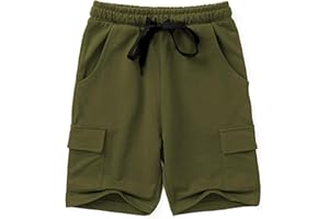 Kids4ever Kids Boy Jersey Shorts Summer Lightweight Casual Sweat Shorts with Side Pockets Adjustable Waistband for 5-12 Years