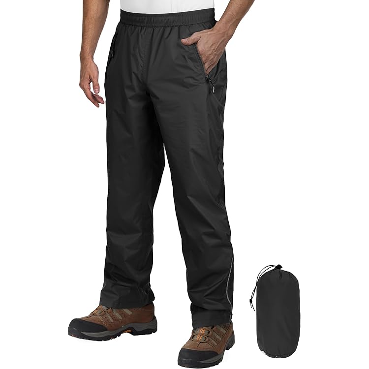 Outdoor Ventures Regenbroek voor dames, waterdicht, ademend, gevoerd, winddicht, opvouwbaar, lichte softshellbroek voor wandelen, fietsen, blauw, 19