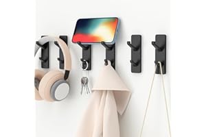 SUSSWIFF 6 Stück Handtuchhalter Ohne Bohren Schwarz, Klebehaken Extra Stark Für Bad Und Küche, Wandhaken Selbstklebende Haken Als Handtuchhaken, Aufhänger Für Handtücher, Badezimmer Handtuchhalter Zum Kleben