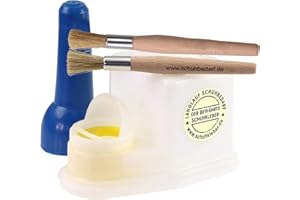 LANGLAUF SCHUHBEDARF Contenitore per colla con 2 pennelli, dispenser di colla ermetico per scarpe, colla per legno, colla per contatto e colla per bricolage, robusto contenitore per colla per officina, artigianato