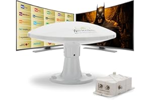MOSCATELLI Antena TV Omnidireccional TDT DVB-T/T2 Exterior para Autocaravana - Filtro Integrado LTE 4G - 12v-24v-220v - Impermeable, Protección Anti-UV- Kit Completo de Cables y Potente Amplificador