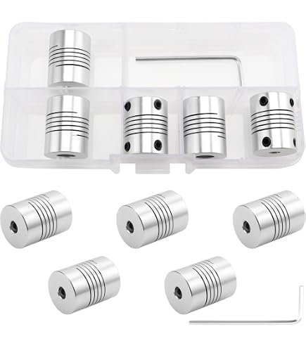 RANIT 5Pcs 8mm To 8mm Shaft Coupling – 25mm Long, Aluminum Alloy, For 3D Printer CNC