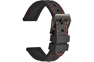 WOCCI Correas de Reloj Resistentes, Correa de Silicona de Repuesto, Hebilla de Acero Inoxidable, 18mm 20mm 22mm 24mm