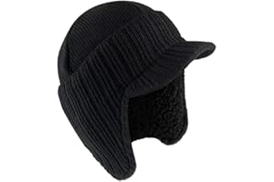 RockJock Mens Knitted Peaked Winter Hat Cap Beanie with Fleece Lining