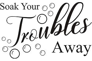 KEEYIRA Soak Your Troubles Away Wall Decals, Bathroom Vinyl Art Wall Sticker Removable Cute Bubbles Mural Wallpaper for Restroom Bathroom Background Home Decor