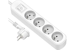 Electraline 32041 Bloc 4 prises avec interrupteur/fiche plate 1,5 m Blanc