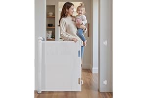 Lorrtta Barrière de Sécurité Rétractable Escalier 0-140 cm, Barriere Enfant Retractable pour Escaliers et Portes, Barriere de Securite Enroulable avec Verrouillage Sécurisé, Utilisation à Une Main