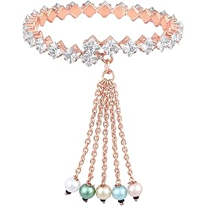 Mahi Rose Gold Plated Eternal Love Delightful Lumba Rakhi Bracelet with Cubic Zirconia for Women (PARAL1100735ZPR)