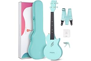 Enya Nova U Ukulele de 23 Pulgadas de Fibra de Carbono para Viaje - Kit para Principiantes (Incluye Lecciones, Funda, Correa, Cejilla y Cuerdas) -Azul