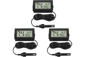 Thlevel Temperature Gauge for Reptiles Hygrometer Humidity Meter Reptiles Digital Thermometer for Vivarium Incubator Poultry Office Living Room 3PCS