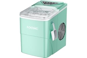 Maquina de Hielo,FOOING Maquina de Hacer Hielo,6 Minutos Fabricación de Hielo,15KG/24H,Maquina de Cubitos de Hielo Domestica,Plata