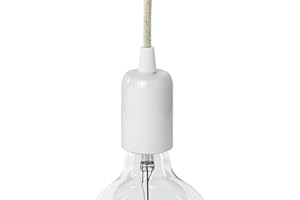AMARCORDS - Portalampada E27 vintage in metallo edison retro per lampada a sospensione. Stile industrial finitura BIANCO