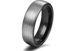 Titaniumcentral 6mm 8mm Damen Herren Wolfram Ring Ehering Hochzeitsband Trauringe Pinsel Silber mit Schwarz Blau