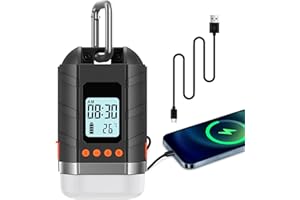 lanktoo LED Camping Lantern Rechargeable Camping Power Bank Running 350Hrs, LCD Screen 4 Light Mode LED Tent Light, Waterproof Outdoor Working Light for Power Cuts Emergency Fishing Hiking