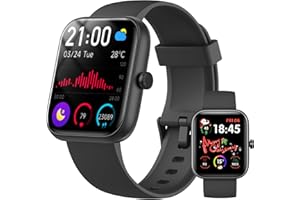 Reloj Inteligente Hombre Mujer Konitee, Smartwatch con Llamadas Bluetooth, 1.83" Pulsera Actividad con Whatsapp Mensajes, 110+ Modos Deportivo, SpO2/Sueño/Pulsómetro, Impermeable IP68 para iOS/Android