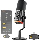 MAONO Kablosuz dinamik mikrofon, USB-C, kablosuz ve kablolu &ccedil;ift mod, 7 katmanlı g&uuml;r&uuml;lt&uuml; azaltma, RGB PC masa mikrofonu, oyun