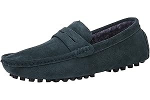 Jamron Uomo Pelle Scamosciata Penny Mocassini Comfort Scarpe da Guida Pantofole