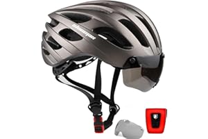 Shinmax Casco Bicicleta Adulto Casco Bici con USB Luz Pegatina Luminosa Certificado CE Casco Bicicleta Mujer Hombre con Visera Magnética Casco MTB Casco Bici para Montaña Ciclismo Carretera 57-62 cm